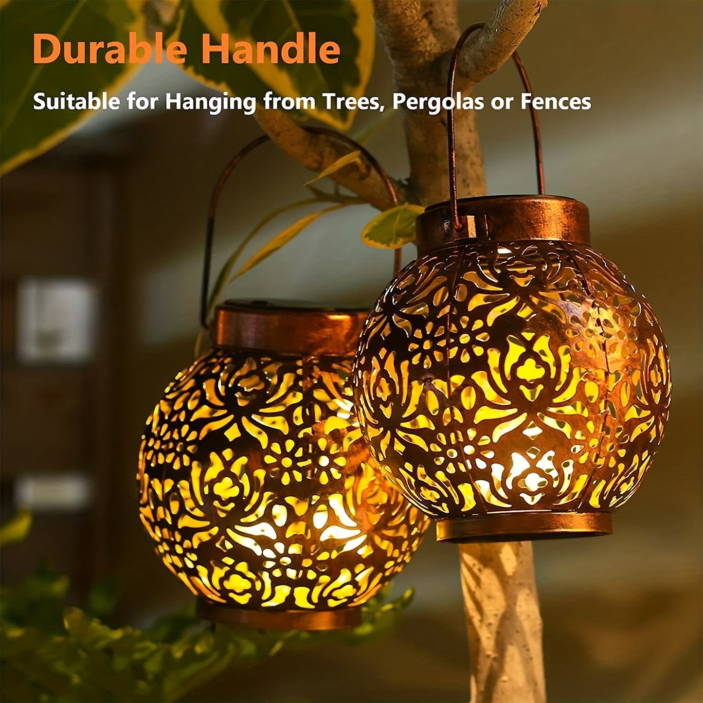 [Solar Powered | LED Lantern] Solar-Powered LED Lantern Light, 1pc | Outdoor Star Projection, Warm White, Painted Finish | 300mAh Nickel Battery, Removable Photovoltaic Module, No Remote Control, for Garden Patio Pathway Deco