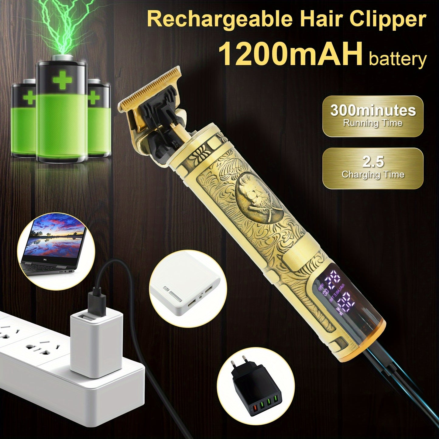 Beard Trimmer Hair Clippers Men, Professional T-Blade Beard Trimmer.