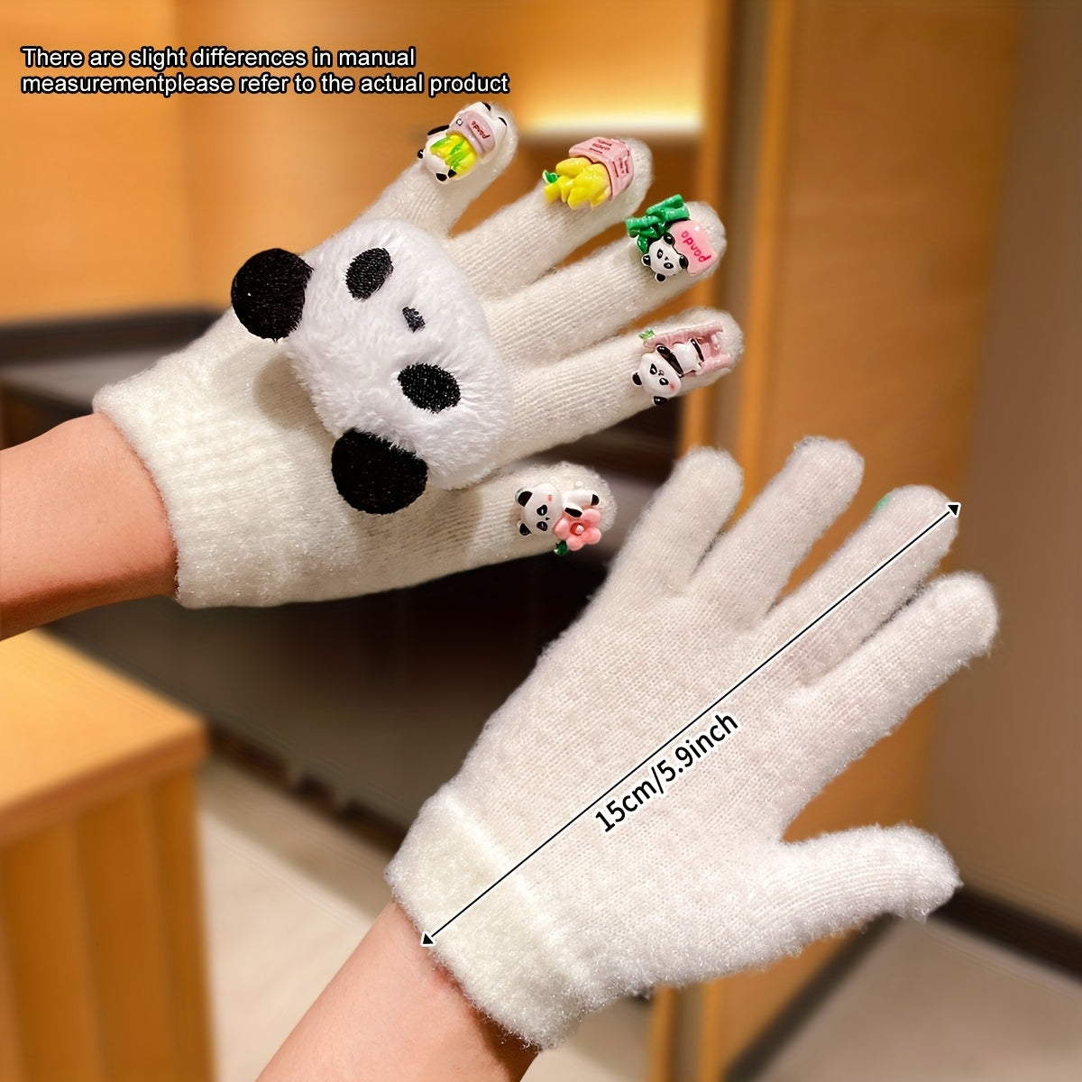 Cute Women's Autumn and Winter Gloves with Panda