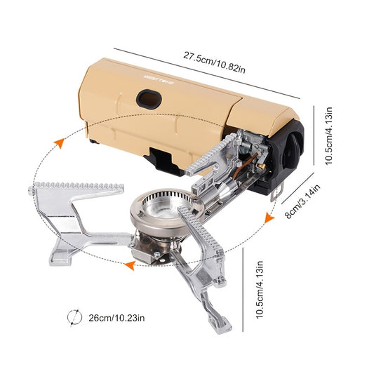 1pc WEST TUNE Portable Folding Camping Stove - Compact Outdoor Cooking Grill, Stainless Steel, Polished Finish, Ideal for BBQ, Fishing & Mountaineering, All-Season Use, Camping Cookware|Polished Finish|Stainless Steel Grate