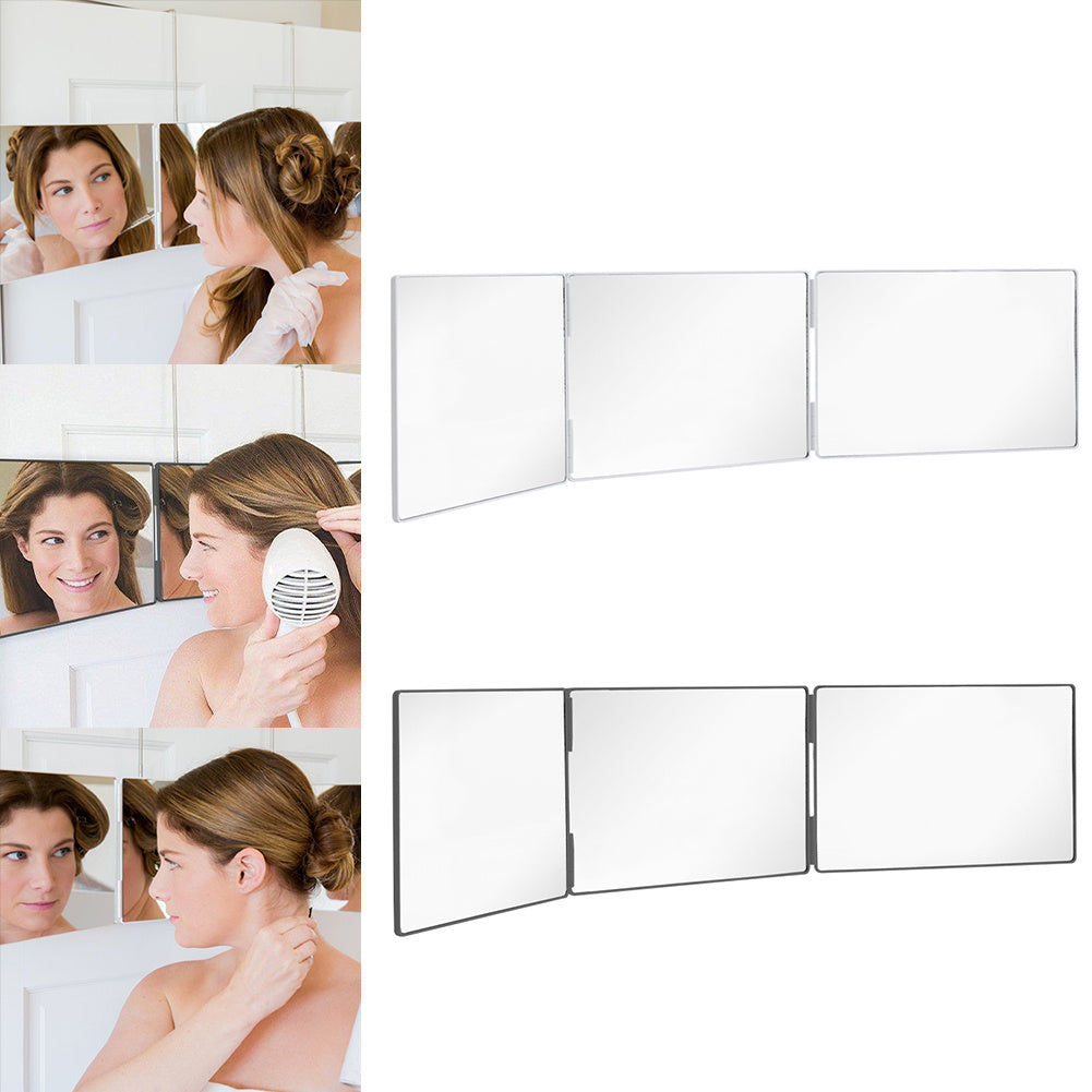 Rotating Three Way Mirror Hair Clipper, 3-way Rotating Folding Makeup Mirror,