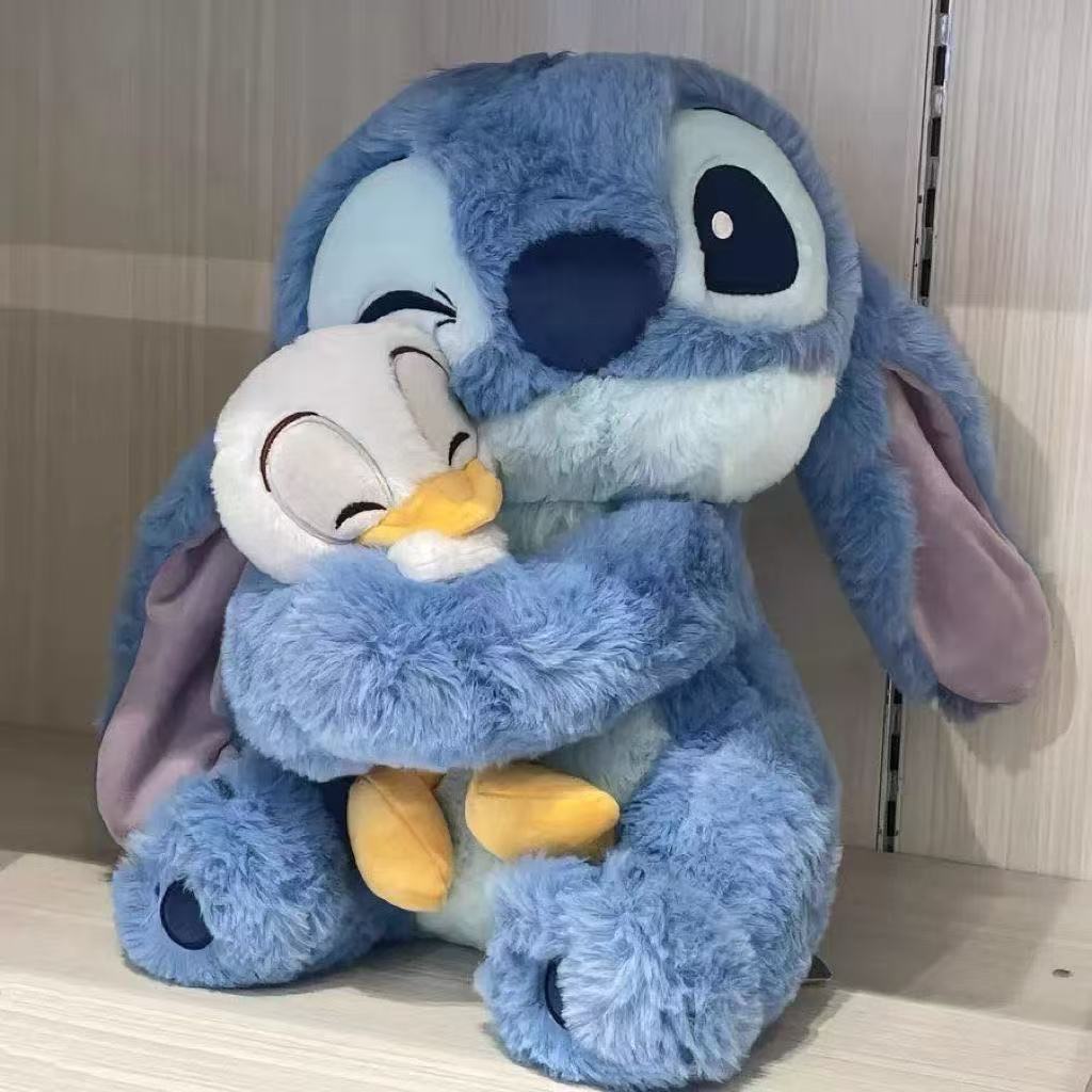 Stitch & Duck Plush Toy - Official Stitch Hugging Duck, Soft Blue Stitch Plush with Expressive Eyes, Birthday & Valentine's Gift.