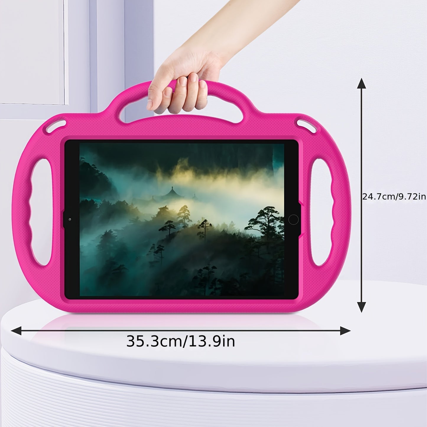 [Kids-Friendly|Lightweight] Lightweight, Non-Slip EVA Kids-Friendly Tablet Case with Adjustable Stand & Lanyard | Soft Shell with Heavy Duty Protection, Flexible Kickstand & Adjustable Strap | for iPad 7th/8th/9th Gen (10.2-i