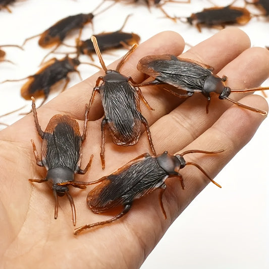 10pcs Realistic Fake Cockroaches - Black & Brown, PVC Material, Perfect for Pranks, Halloween, and Home Decor, Indoor/Outdoor Use, Prank Accessories|Realistic Cockroach Design|Durable PVC Material, Fake Cockroaches for Home D