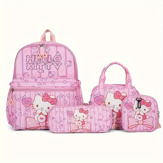 4pcs Sanrio Hello Kitty Backpack Set - Durable Nylon