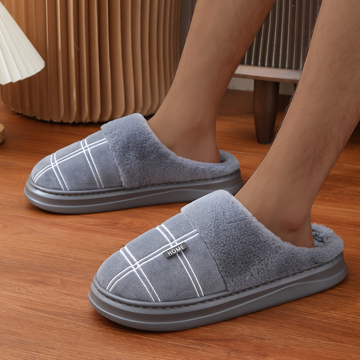 Pair of Winter Warm Men's Oversized Slippers for Home UseSuitable for men & women