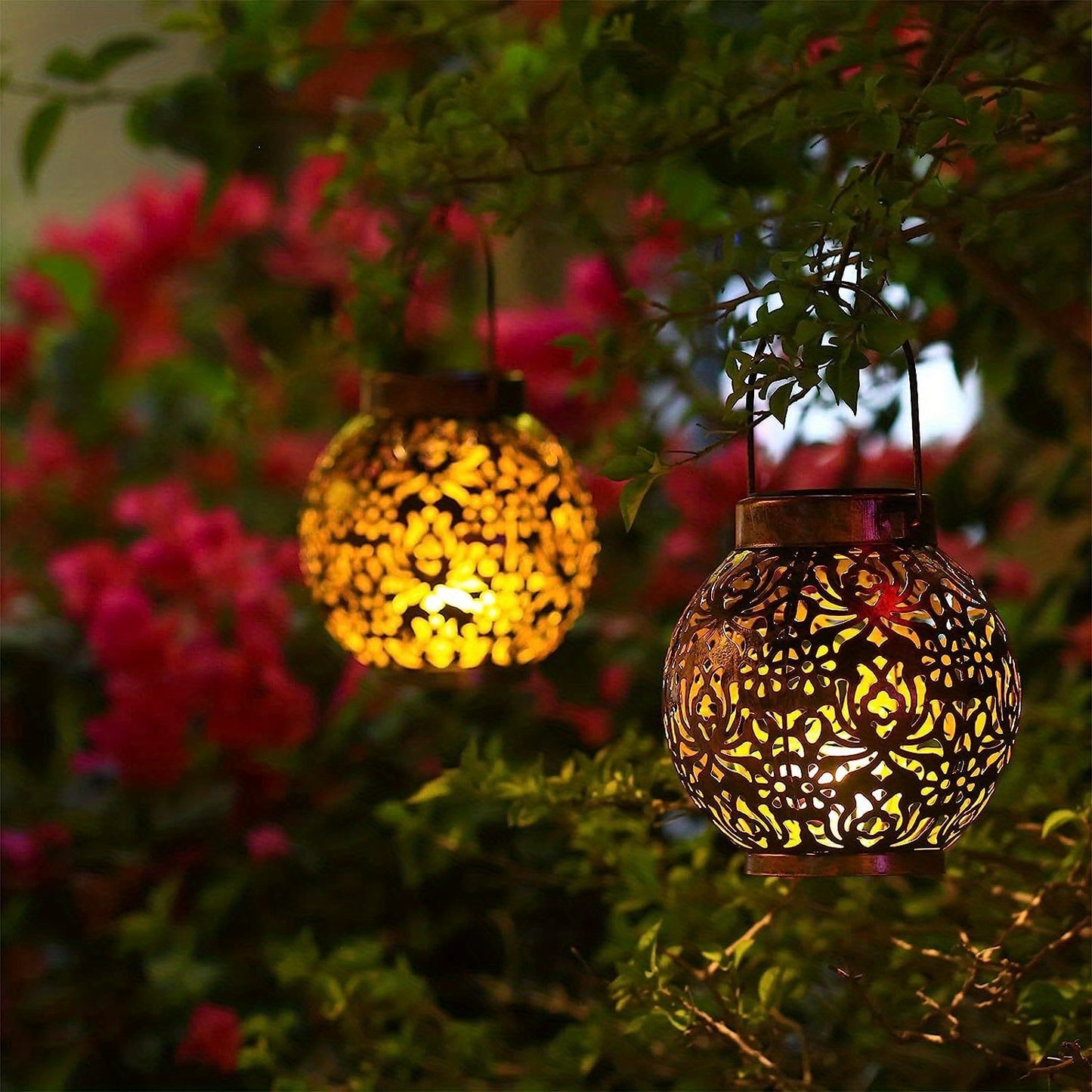 [Solar Powered | LED Lantern] Solar-Powered LED Lantern Light, 1pc | Outdoor Star Projection, Warm White, Painted Finish | 300mAh Nickel Battery, Removable Photovoltaic Module, No Remote Control, for Garden Patio Pathway Deco