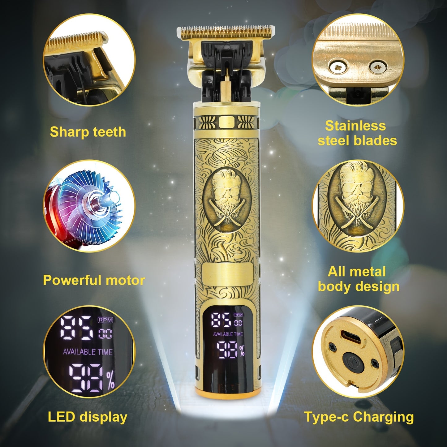 Beard Trimmer Hair Clippers Men, Professional T-Blade Beard Trimmer.