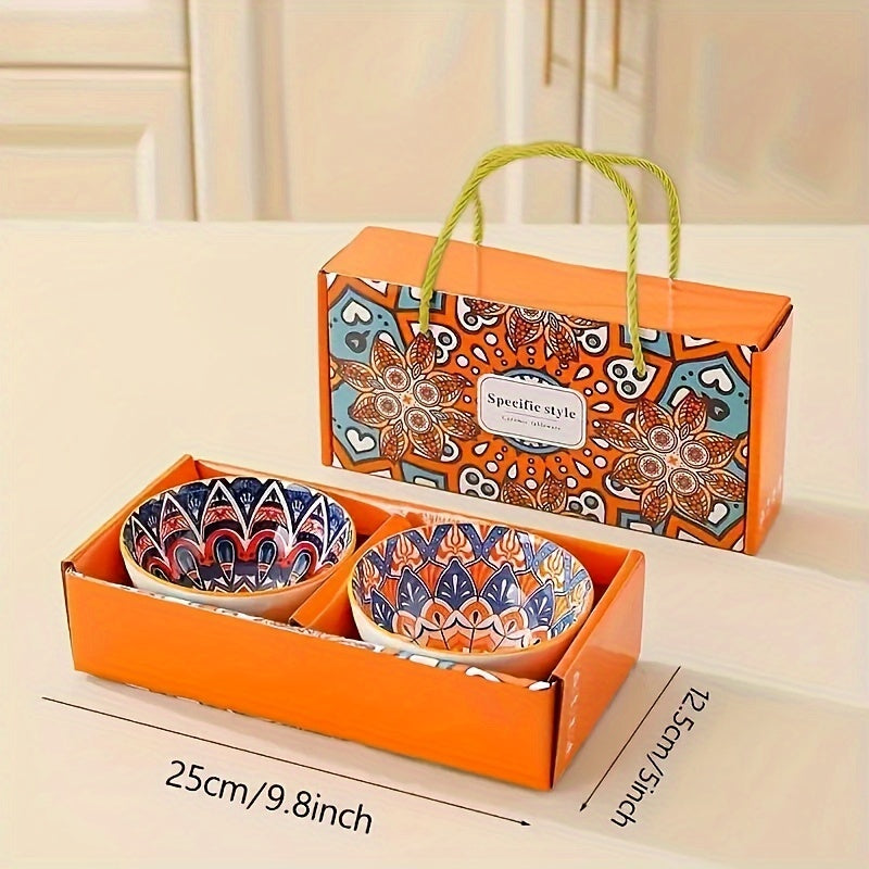 2/4/6 Cereal Bowls with Gift Box, Ceramic Soup Bowl Set, Kitchen Coloured Bowls for Dishwasher and Microwave Safe.