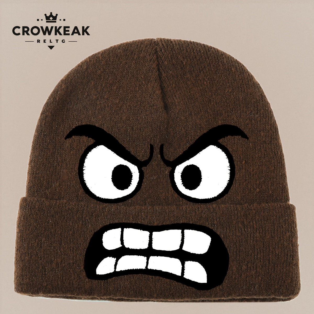 Angry Face Print Winter Hat