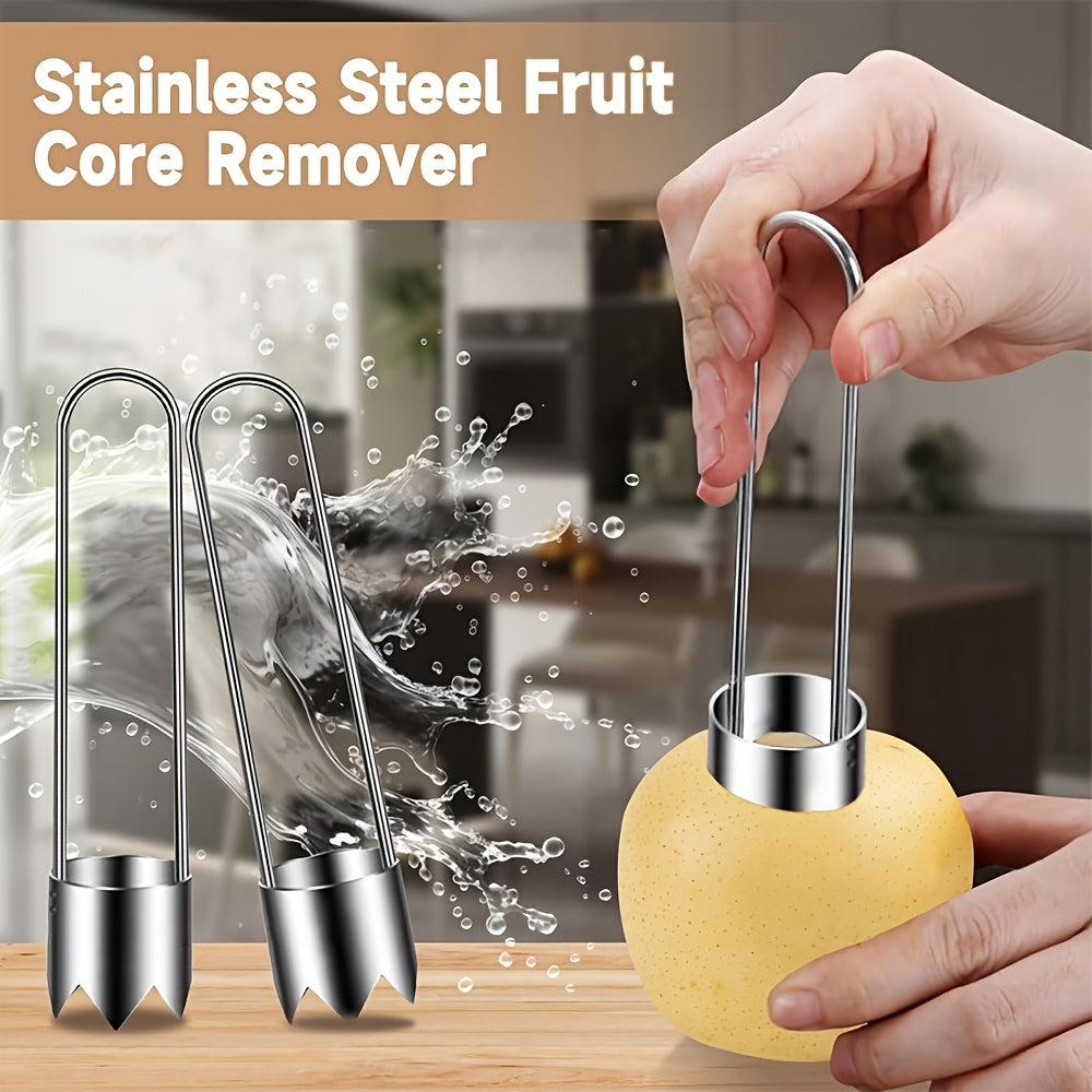 1/2/3pcs Stainless Steel Fruit & Vegetable Corer Tool - Efficient Kitchen Gadget for Cucumbers, Bell Peppers, Apples, Tomatoes, Jalapenos - Durable, Easy-to-Use Core Remover for Home Cooking, Core Removal Tool | Streamlined D