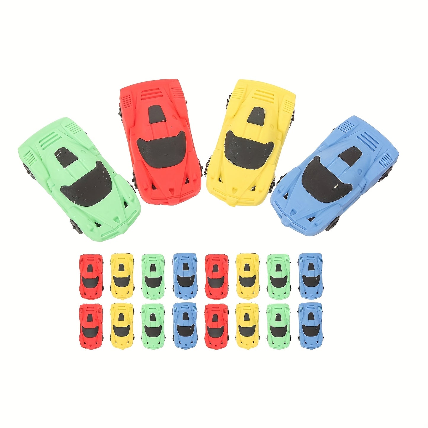 [4pcs Mini Racing Car Erasers] 4pcs Vibrant Mini Racing Car Erasers | Synthetic Rubber Pencil Erasers for Home, School, Classroom Rewards, Prizes, Gifts, and Fun Stationery, School Supplies | Quality Craftsmanship