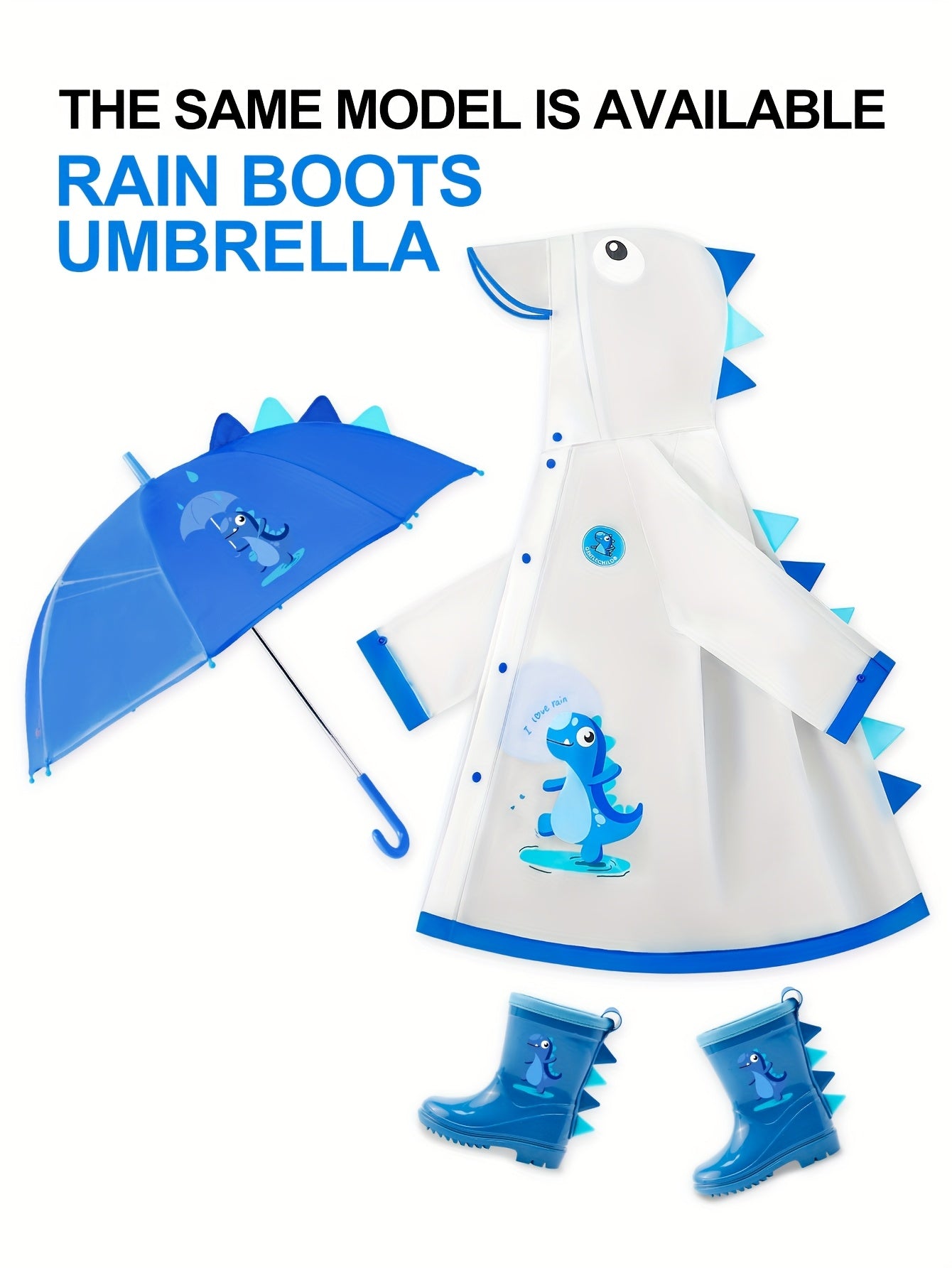 Kids' Soft and Comfortable Outdoor Thickened Raincoat for Boys and Girls -6 Years, Cute EVA Lightweight Rain Cape with 3D Tail Spikes