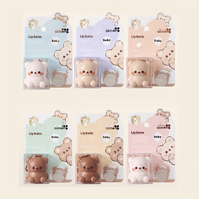 Hypoallergenic Lip Balm - Moisturizing, Soothing for Dry Lips | Cute Cartoon Bear Design, Glossy Finish, Unisex Adult
