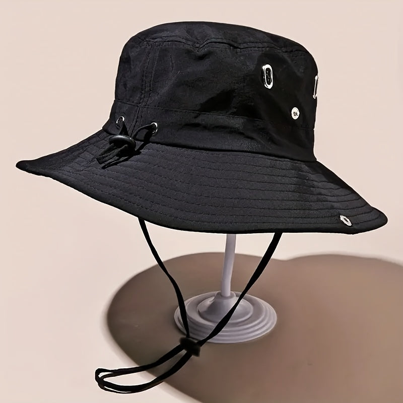 [Breathable Sun Hat] 100% Polyester Men's Breathable Sun Hat | Sports Style, Dual Ventilation, Essential for Outdoor Fishing & Travel, Woven Fabric Cap, Black, Hand Wash/Dry Clean | Perfect for Valentine's Day & Father's Day