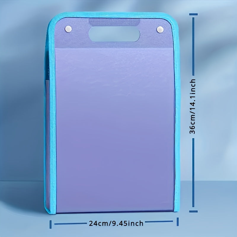 [Waterproof File Bag] 13-Pocket Expandable Waterproof Folder | A4 Folding File Bag with 12 Classification Notes for Office and Student Files