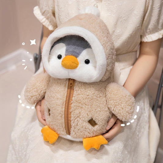 1pc Adorable Penguin Plush Toy with Hat, Soft Polyester Stuffed Animal, Perfect Christmas Gift for Kids