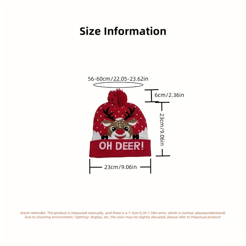 1pc Cartoon Jacquard Double-Layer Knitted Hat