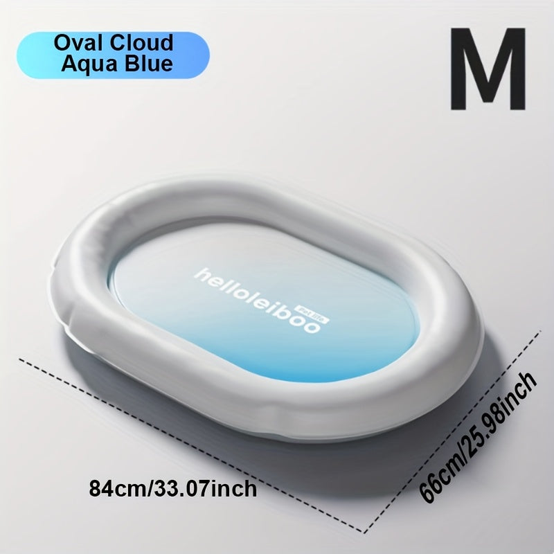 Pet Ice Cushion - Portable, Washable Summer Cooling Pad for Cats & Dogs, Oval Shape, Light Blue with White Border, Ideal for Car Seats & Beds, Pet Comfort|Stylish Pet Bed|Durable Polyvinyl Chloride