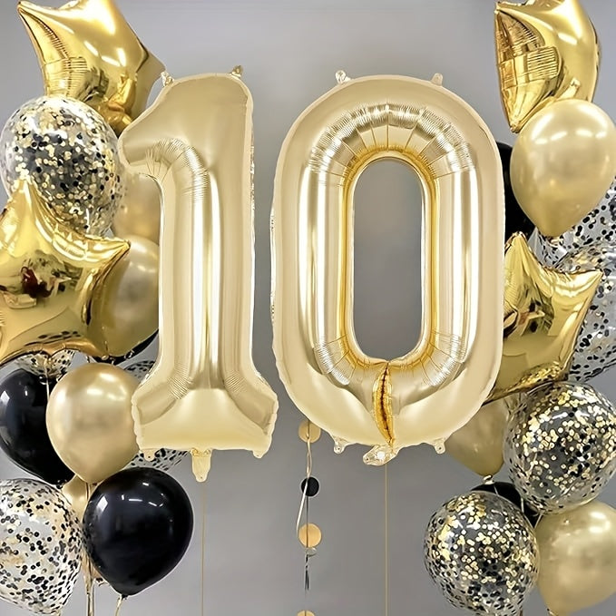 Large 40 Inch Golden Metallic Aluminum Film Balloons - No Electricity Needed Party Decoration for Birthdays, Anniversaries, New Year Celebrations - Suitable for Ages 14+, Set of 1