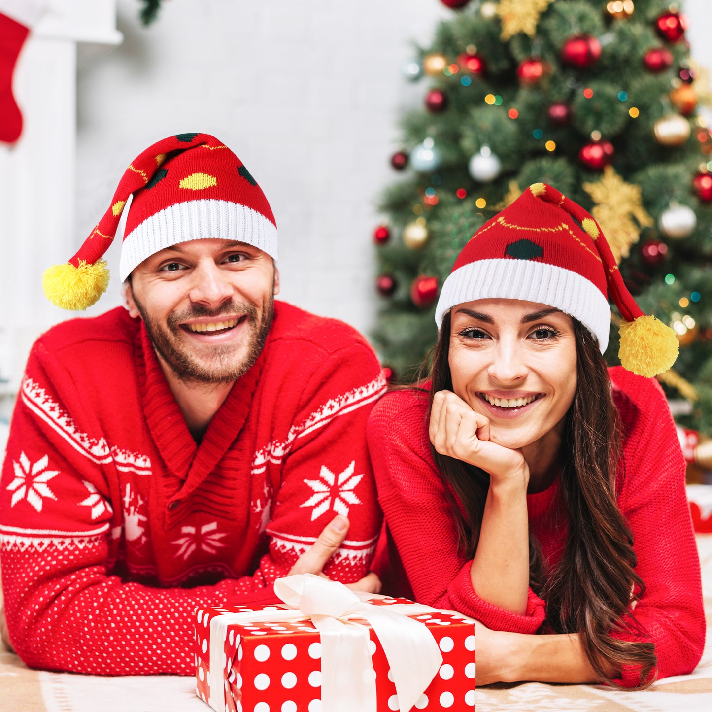 1pc Festive Santa Hat with Colorful Polka Dot Design -