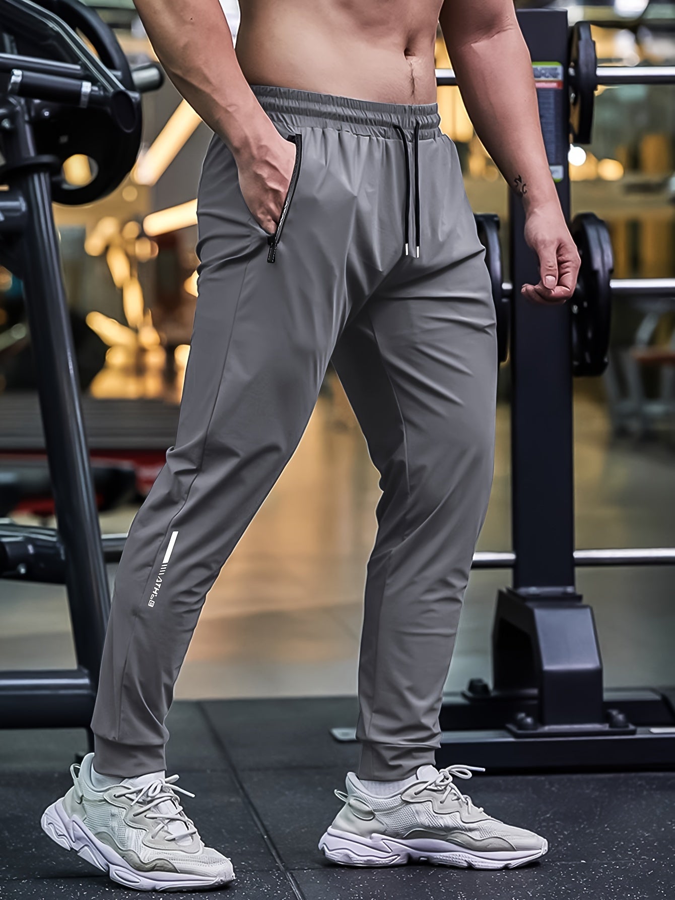 Men's Breathable Casual Sports Pants with Zipper Pockets