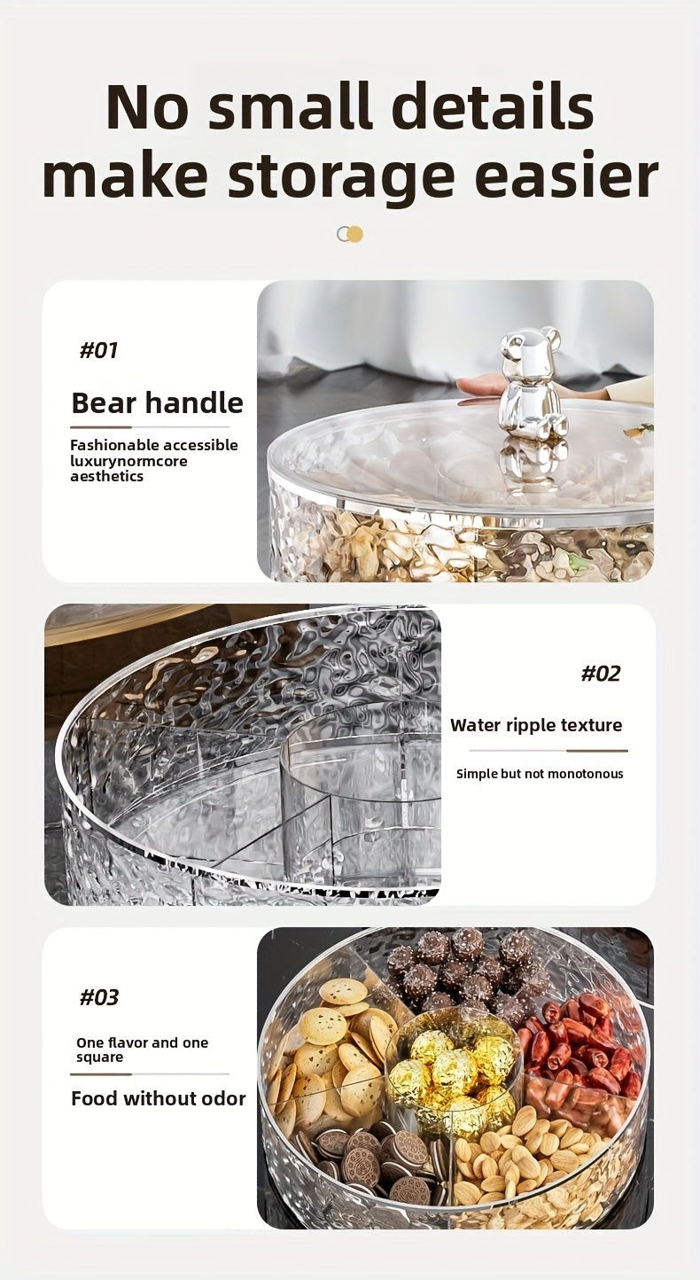 Double-layer design with two color choices. Premium Compartment Snack Tray".