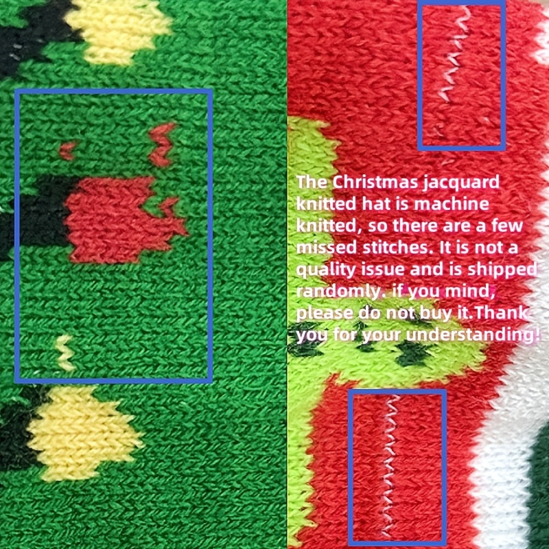 1pc Cartoon Jacquard Double-Layer Knitted Hat