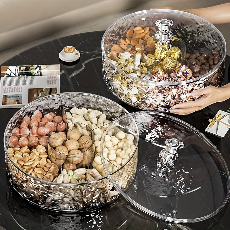 Double-layer design with two color choices. Premium Compartment Snack Tray".