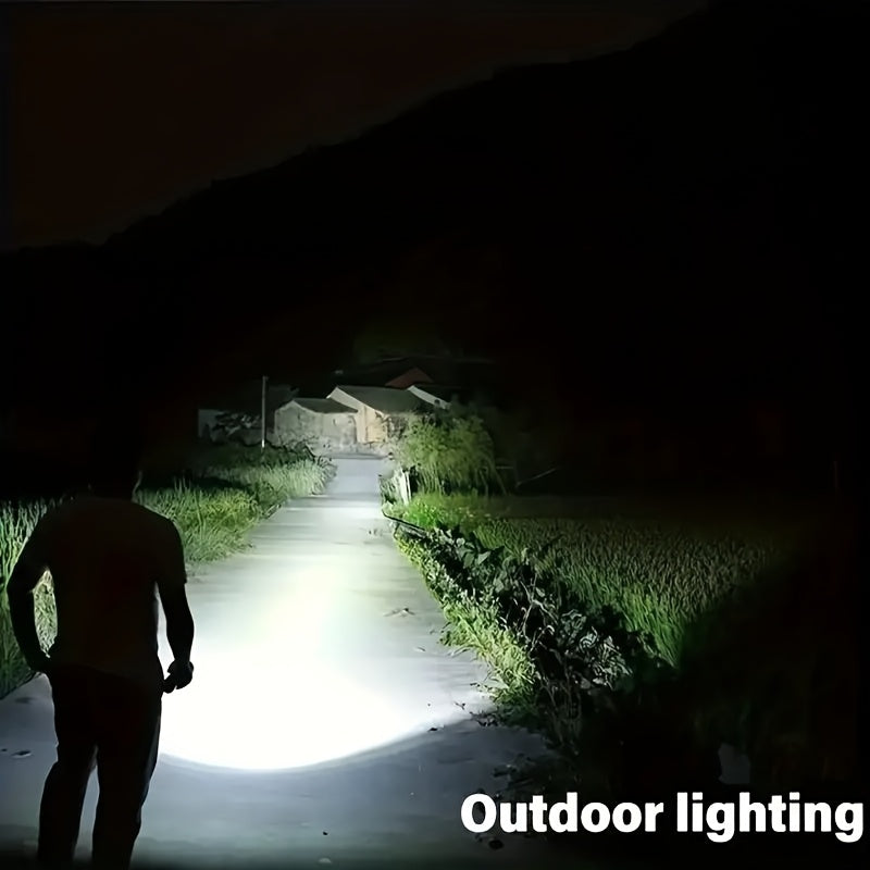 Super Bright LED Flashlight - Rechargeable High Lumen Handheld Light with Adjustable Focus, Long-Lasting Battery Life, Tactical Design for Outdoor and Emergency Use, Rechargeable Flashlight