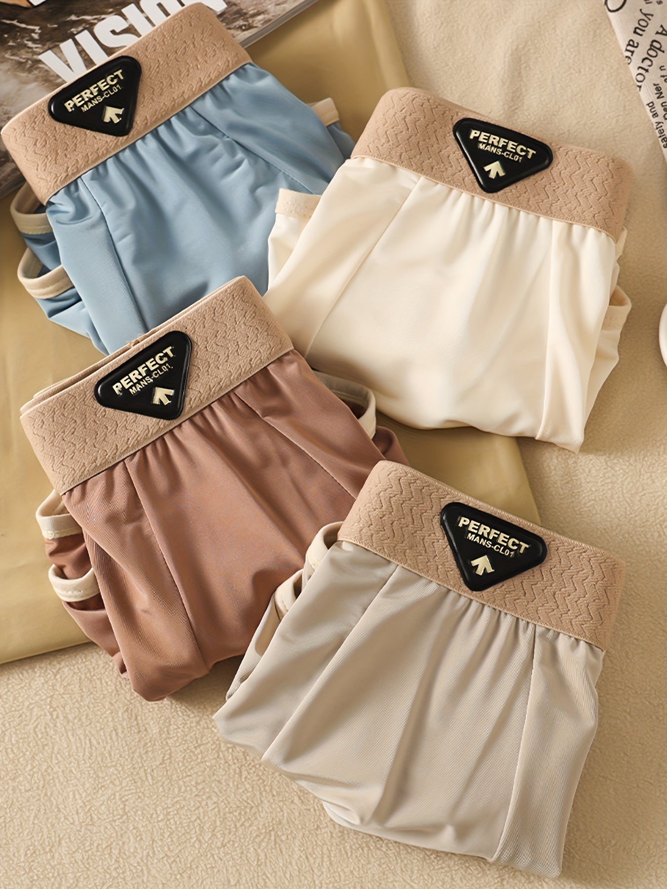 [Luxury Men's Underwear] 4pcs Men's Luxury Underwear. - Non-Transparent Ice Silky Fiber Boxer Briefs .