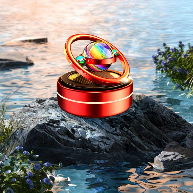 [Solar Power Car Diffuser] Rotating Solar Power Car Fragrance Diffuser, Essential Oil Diffuser, Car Decoration, Interior Accessories | Includes Two Aroma Pads As a Gift