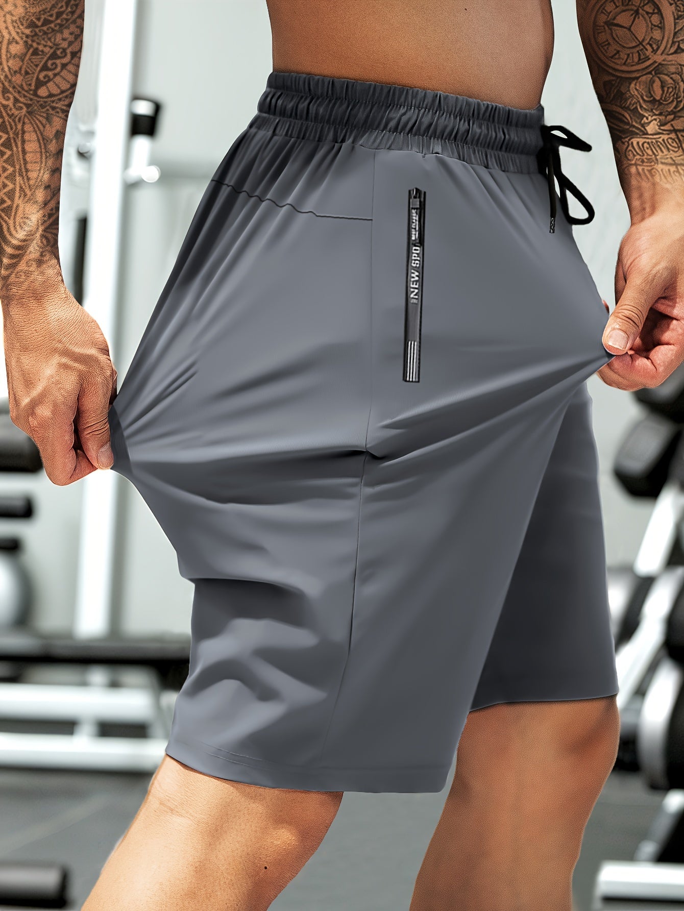 Men's Navy Drawstring Outdoor Shorts with Zippers