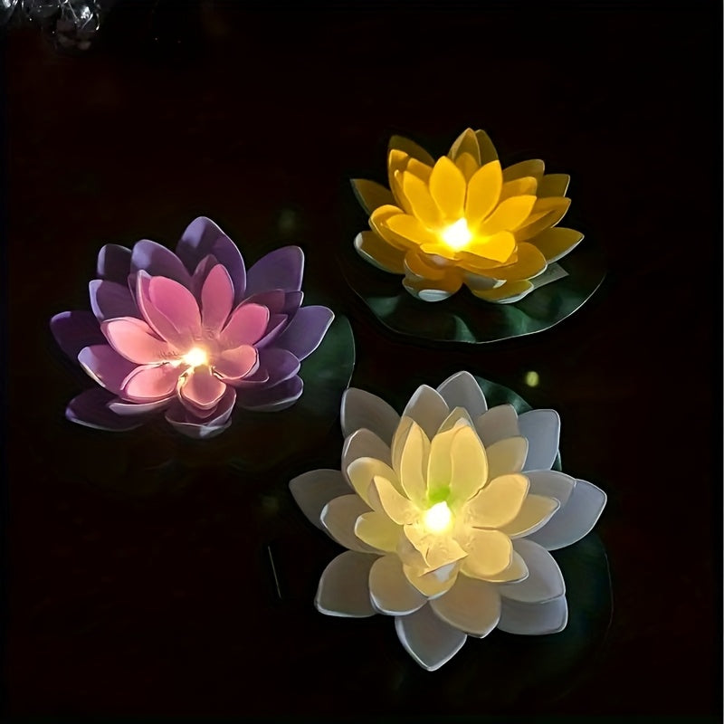 Solar-Powered LED Lotus Lamp - Vibrant Pink & Yellow Flower Designs, Outdoor Patio & Tabletop Decor, Ideal for Garden, Lawn, and Pathway Lighting, Solar Outdoor Light|Lotus Flower Design|Durable Plastic