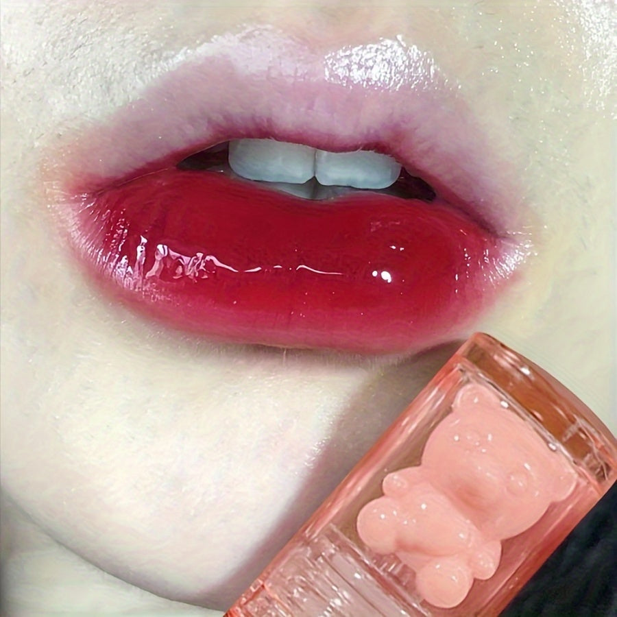 6-Color Strawberry Bear Cherry Lip Gloss - Vibrant Berry Shades, Creamy Texture, Mirror-Like Shine, Waterproof, Stain-Resistant, and Durable - Perfect Gift for Women on Valentines Day
