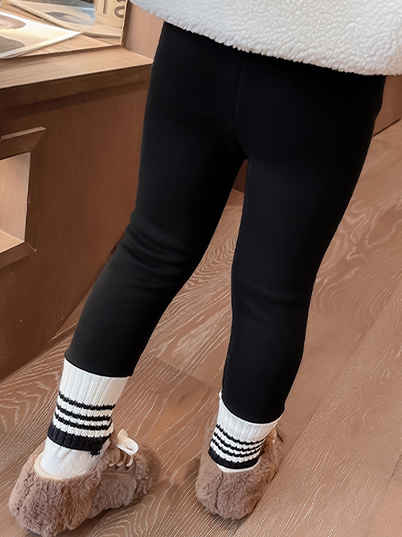 1pc Classic Winter Knit Fabric Skinny Pants for Girls