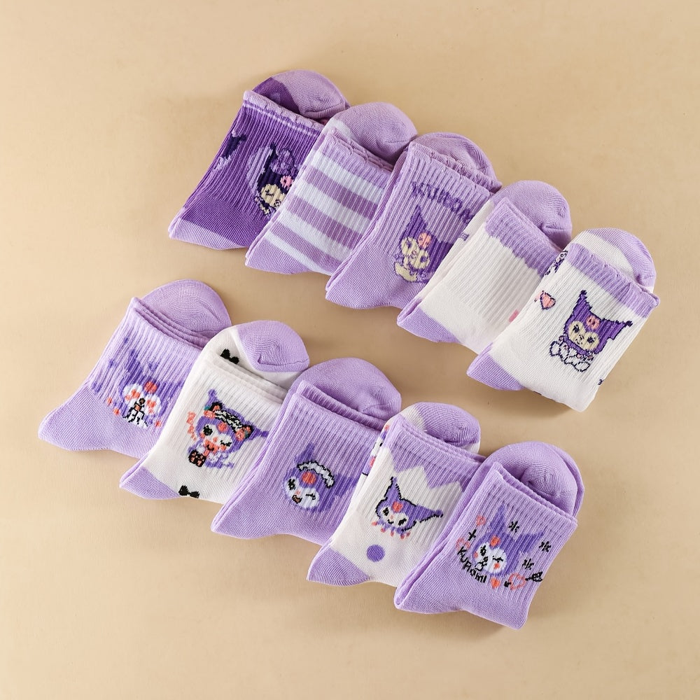 10 Pairs Sanrio for kuromi Girls' Crew Socks
