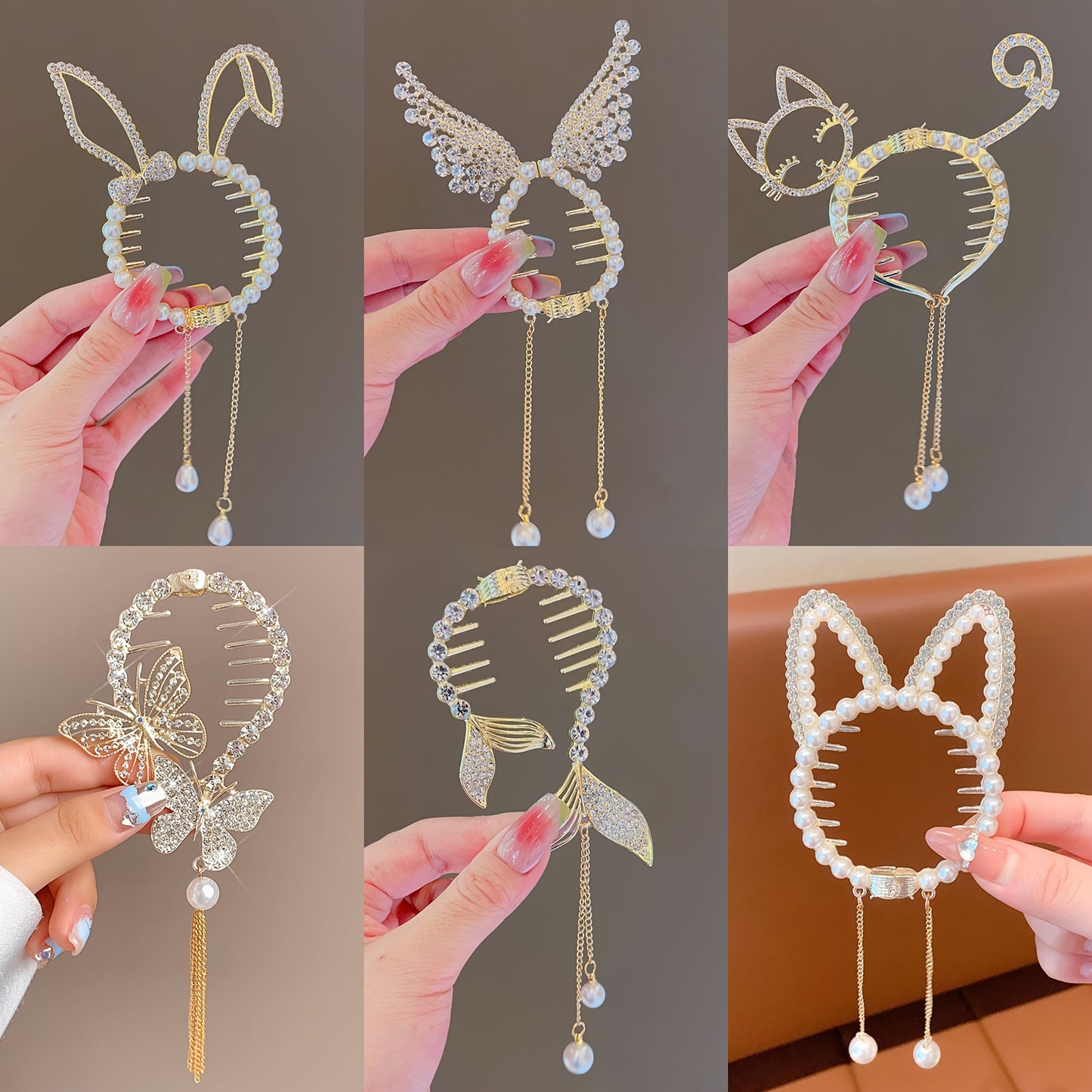 6pcs Creative Animal Design Metal Hair Clip Set, Stylish and Cute Hair Accessories for Everyday Use, Parties, or Gifts – Elegant Hairstyle Clips