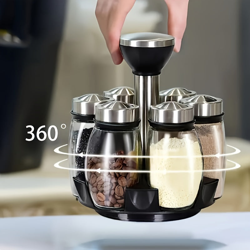 [Rotating Spice Rack Set] 6/12pcs 360° Rotating Spice Rack Set - Swivel Seasoning Organizer for Kitchen Cabinets & Countertops