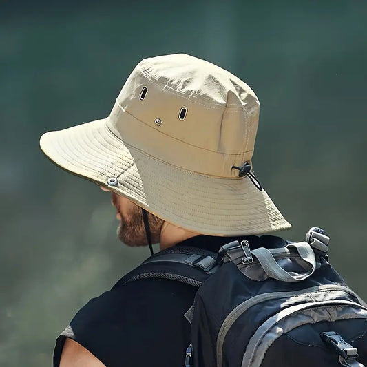 [Breathable Sun Hat] 100% Polyester Men's Breathable Sun Hat | Sports Style, Dual Ventilation, Essential for Outdoor Fishing & Travel, Woven Fabric Cap, Black, Hand Wash/Dry Clean | Perfect for Valentine's Day & Father's Day