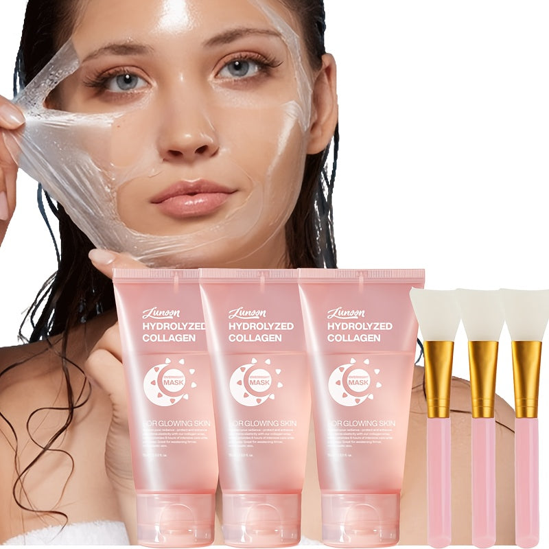 Collagen Face Mask with Niacinamide, Hyaluronic Acid, Brush