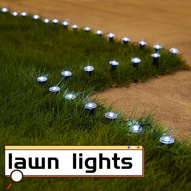 1pc, 15 lights, solar LED lawn light, outdoor guide light, ground garden decoration path light for home use, outdoor courtyard flower path light string, used in garden paths, camping, parties, Independence Day Christmas weddi