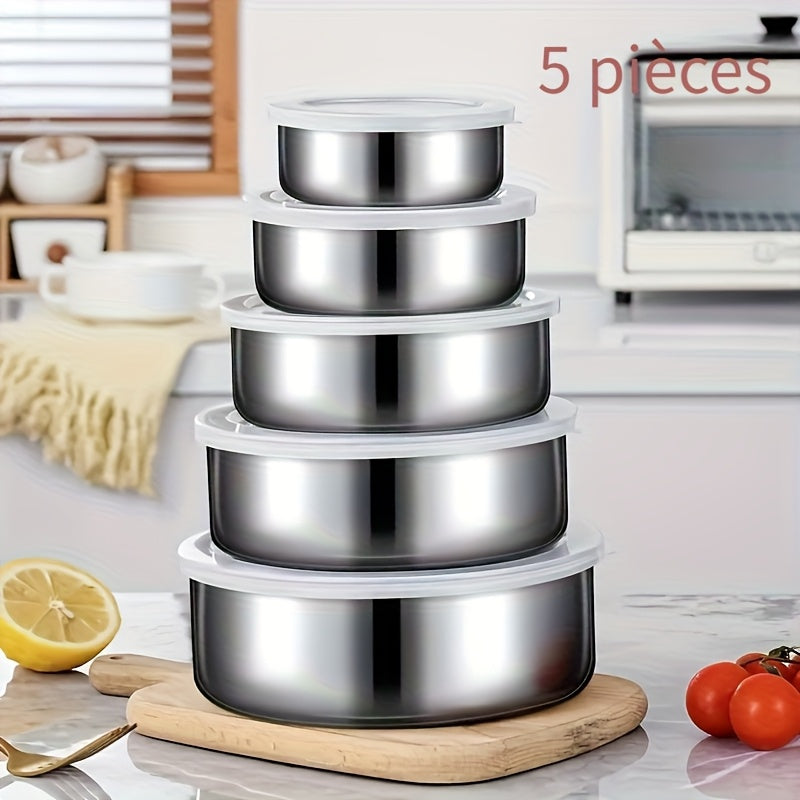 5pcs Stainless Steel Sealed Storage Box Set with Lids - Durable, BPA-Free, Leak-Proof Containers for Food Storage, Perfect for Home, Hotel, RV Use, Outdoor Essentials | Sleek Stainless Finish | Durable Construction, Food Stor