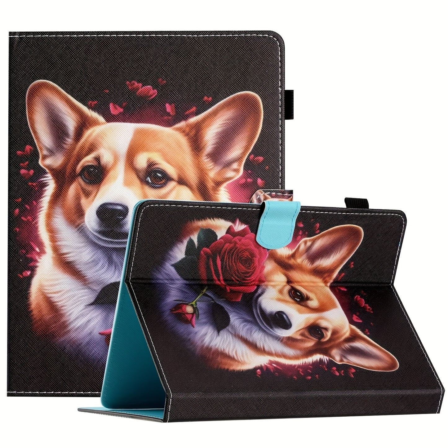Faux Leather 10.1-Inch Universal Tablet Case - Magnetic Closure, Portable Folding Stand Folio for 9.6-10.5" Android/iOS/Windows Tablets - Card Reader Slot, Travel-Friendly