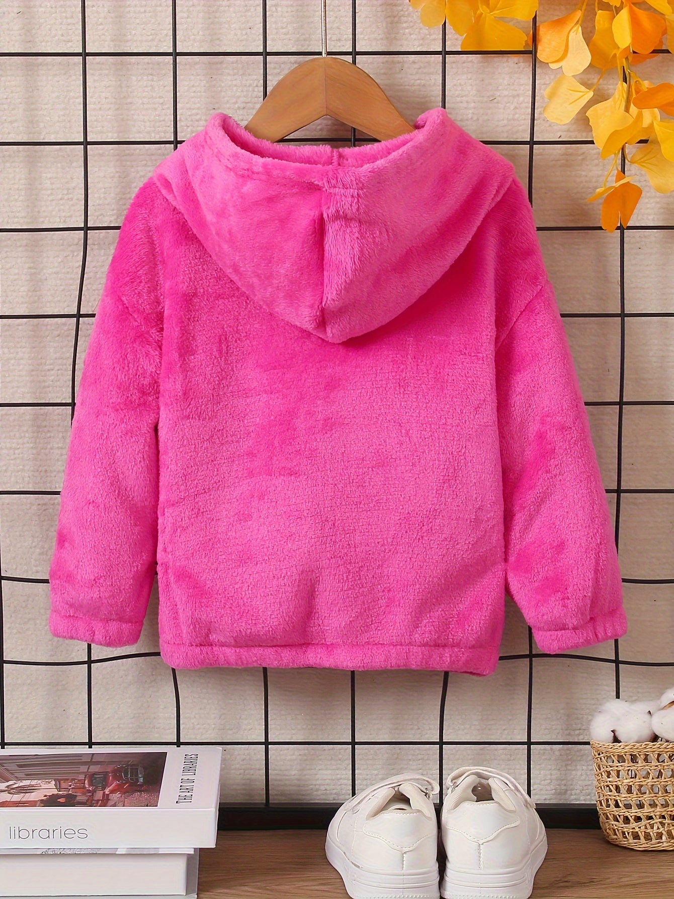 Girls' Fashion Solid Color Hooded Pocket Bear Double