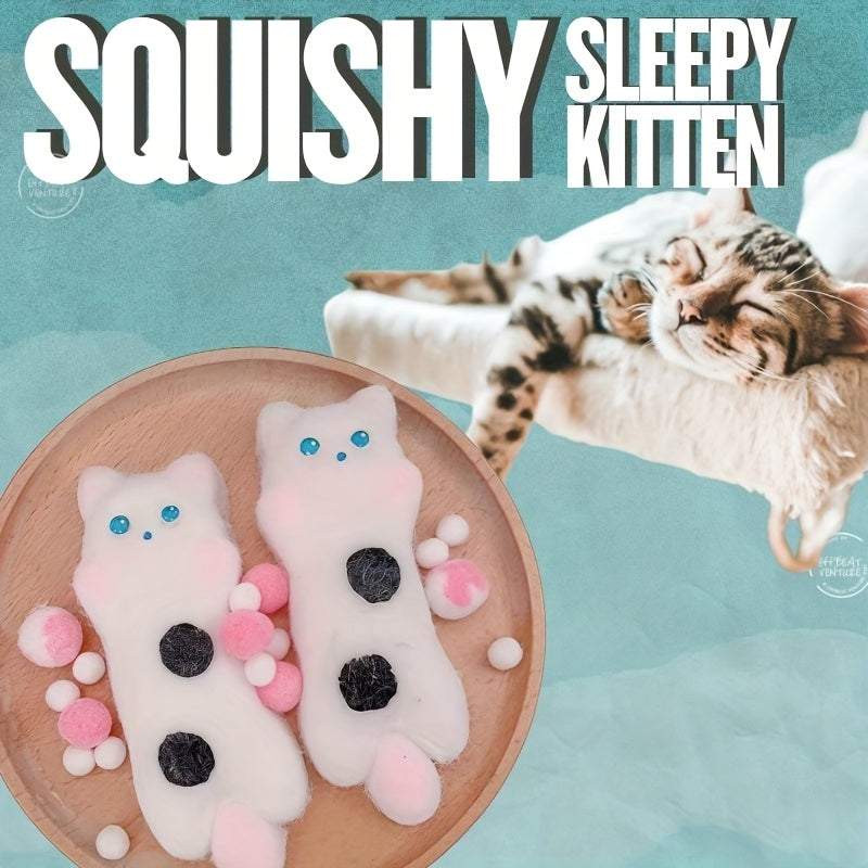 Tuxedo Kitty Skewer, Sleepy Cat Taba Squeeze Toy, Pet Lover, Squishy Doll, Relaxation, Fidget Toy, Birthday, Back to School, Christmas, New Year, Easter Gift, Home Decor, Student Office Relaxation