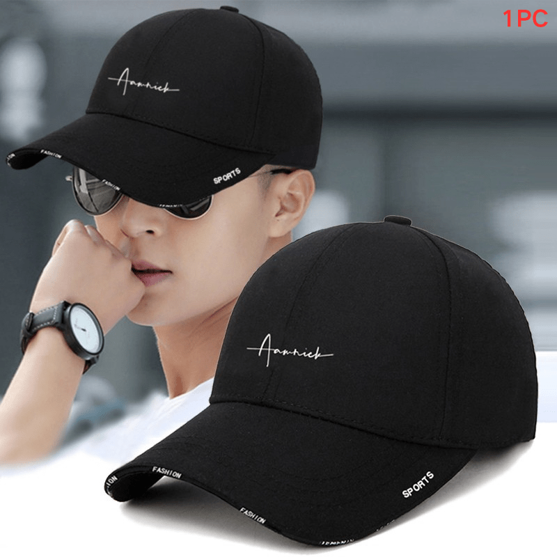 1pc Adjustable Snapback Baseball Cap - Black, Comfortable Fit for All Head Sizes, Stylish & Versatile, Polyester Material, Sports Cap|Sleek Black Cap|Adjustable Fit