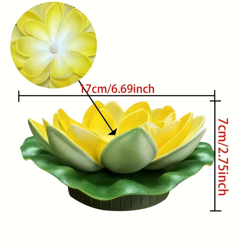 Solar-Powered LED Lotus Lamp - Vibrant Pink & Yellow Flower Designs, Outdoor Patio & Tabletop Decor, Ideal for Garden, Lawn, and Pathway Lighting, Solar Outdoor Light|Lotus Flower Design|Durable Plastic