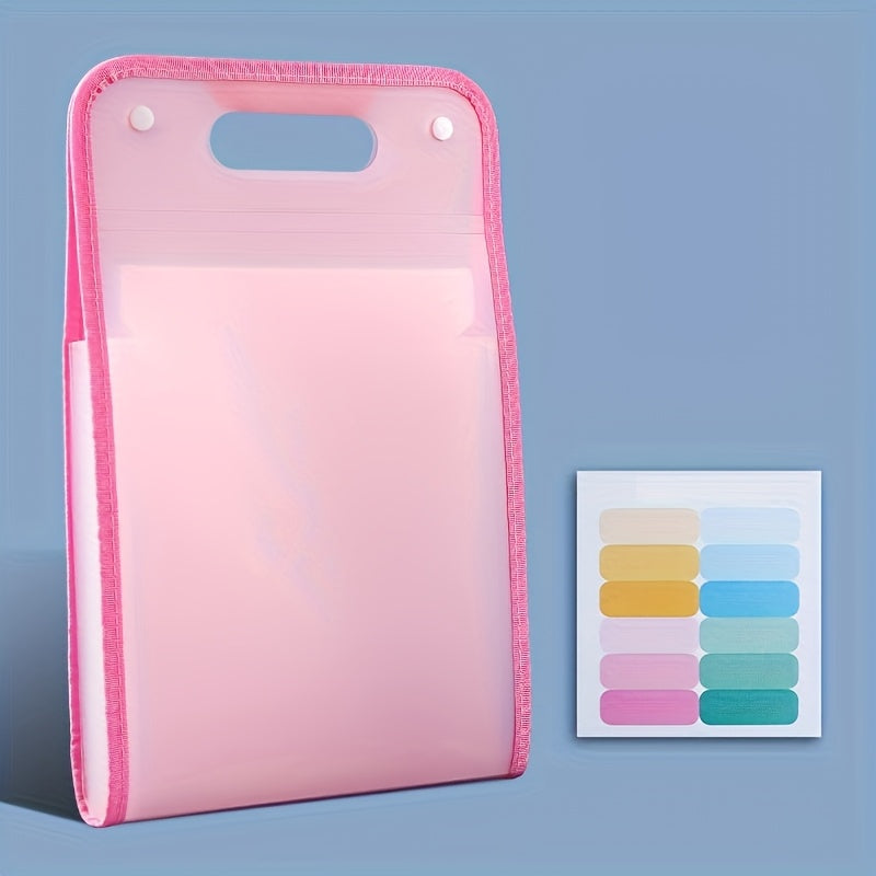 [Waterproof File Bag] 13-Pocket Expandable Waterproof Folder | A4 Folding File Bag with 12 Classification Notes for Office and Student Files