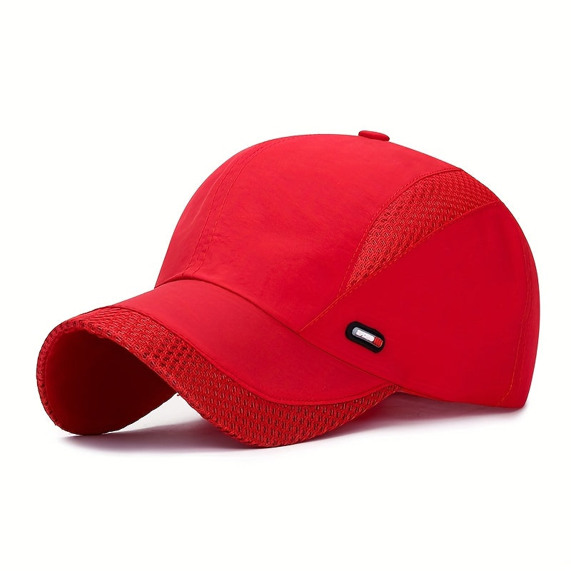 Men'S Breathable Mesh Baseball Cap - Black, Lightweight, Quick-Dry Polyester, Fashionable Outdoor Sports Hat with Adjustable Snap Closure, Multiple Color Options, Sports Cap|Fashionable Cap|Adjustable Closure